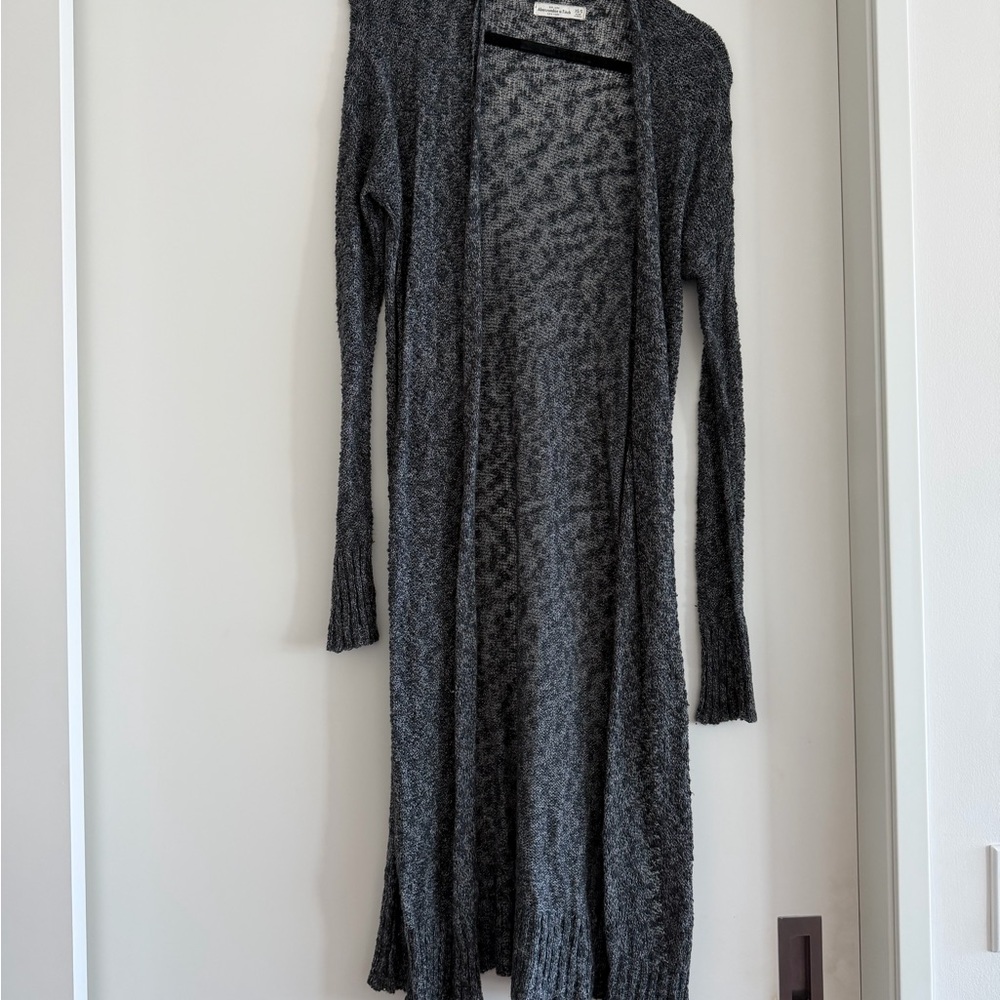 Abercrombie & Fitch Charcoal Open-Front Cardigan